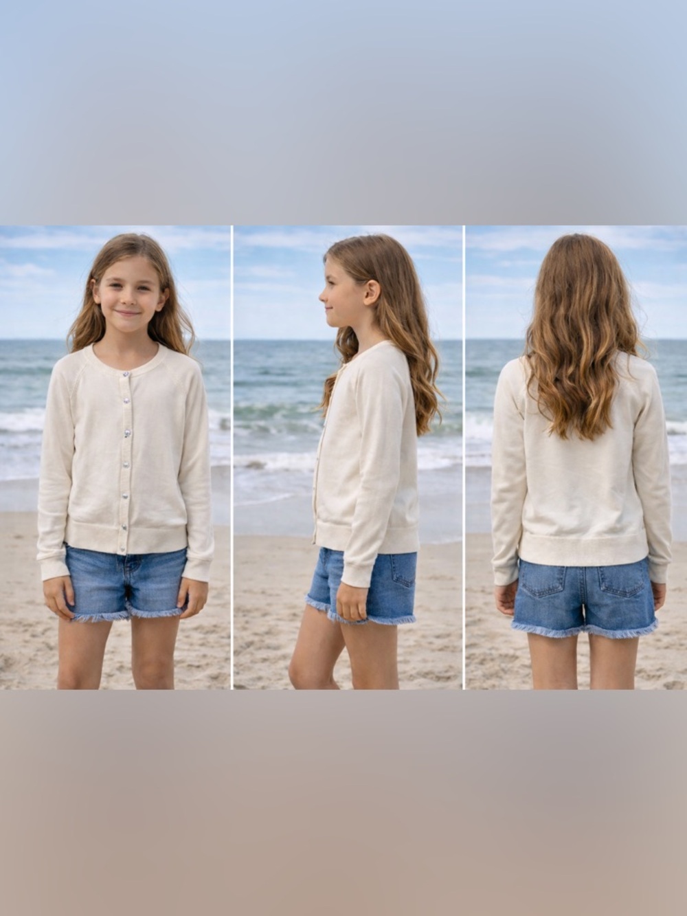 Cat & Jack Girls Cream Cardigan Button Front Lightweight Sweater Size XL 14 NWT